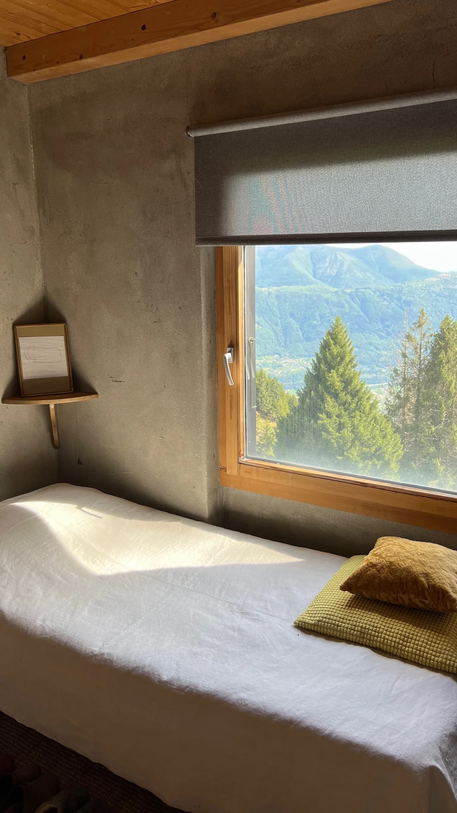 Bedroom detail with layered natural materials