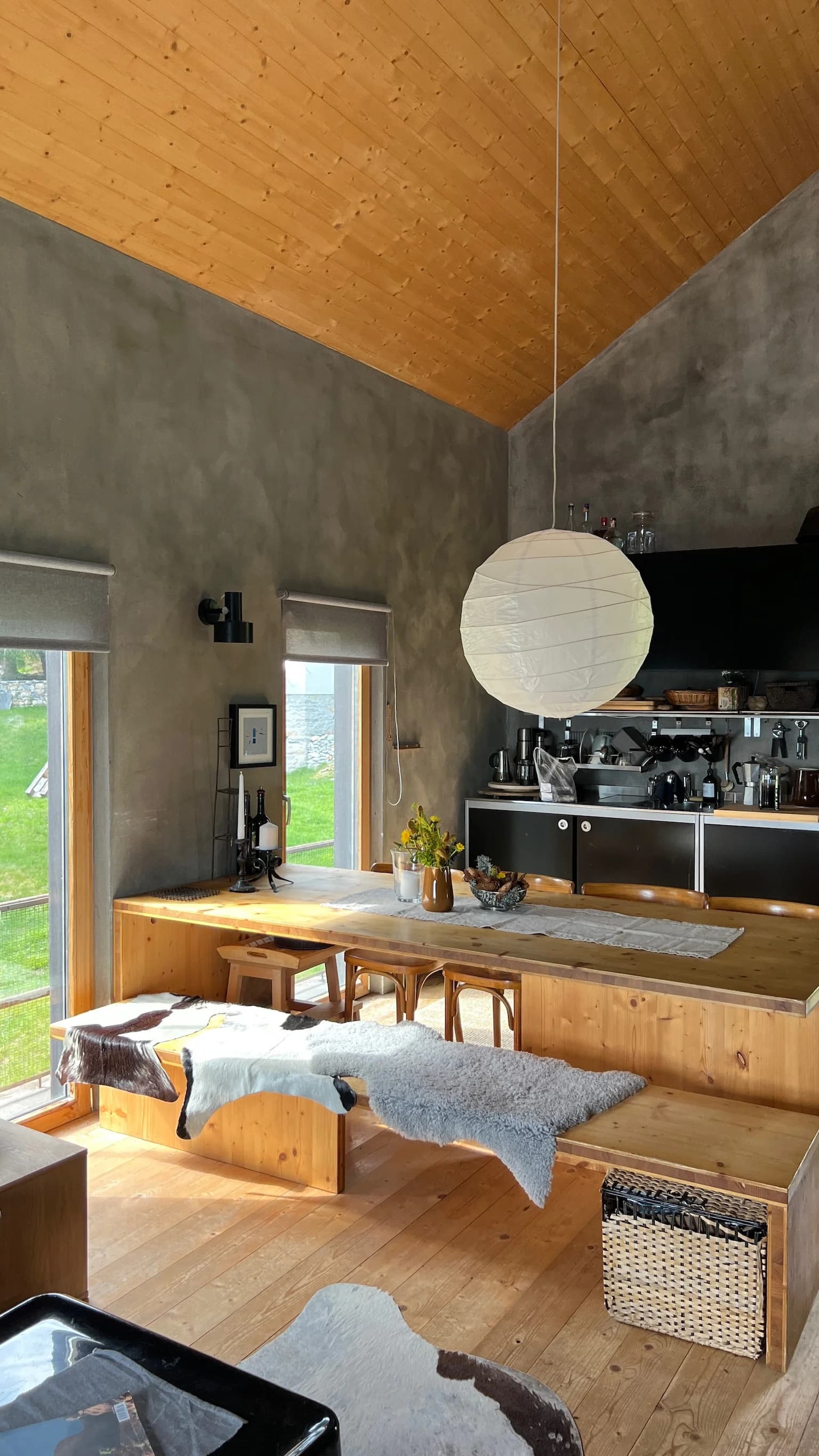 Dining table detail under warm interior light